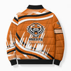 Wests Tigers Rugby Mascot Bomber Puffer Jacket Fierce Athlete Graphic in Sports Style