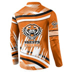 Wests Tigers Rugby Mascot Button Sweatshirt Fierce Athlete Graphic in Sports Style