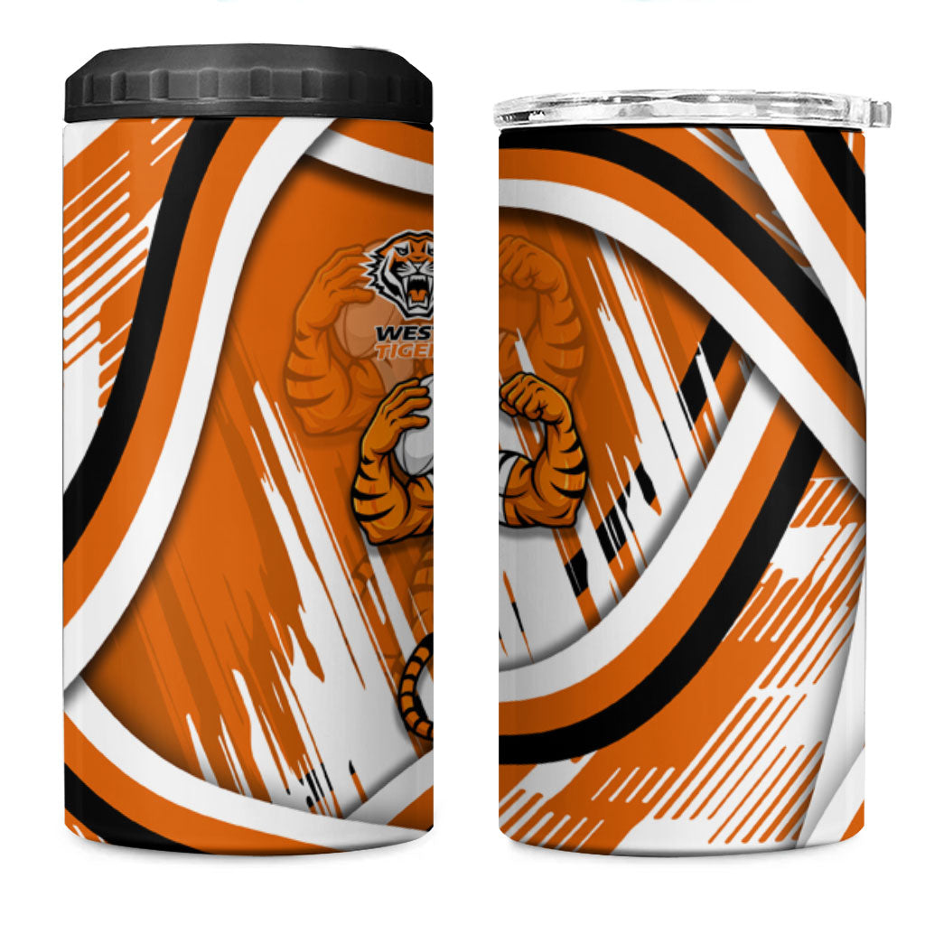 Wests Tigers Rugby Mascot 4 in 1 Can Cooler Tumbler Fierce Athlete Graphic in Sports Style