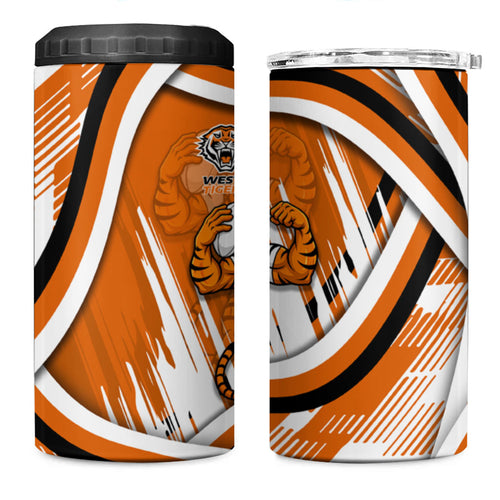 Wests Tigers Rugby Mascot 4 in 1 Can Cooler Tumbler Fierce Athlete Graphic in Sports Style