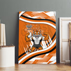 Wests Tigers Rugby Mascot Canvas Wall Art Fierce Athlete Graphic in Sports Style