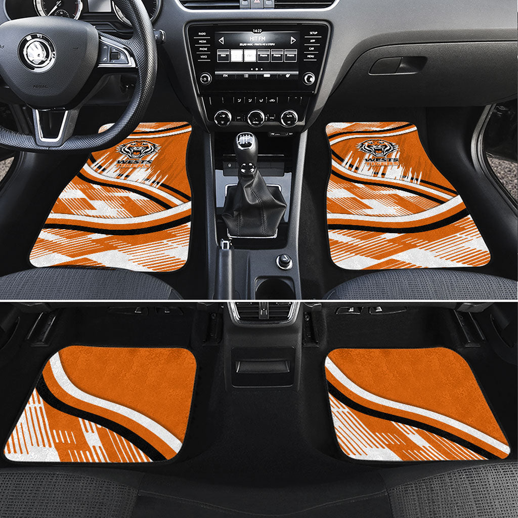 Wests Tigers Rugby Mascot Car Mats Fierce Athlete Graphic in Sports Style