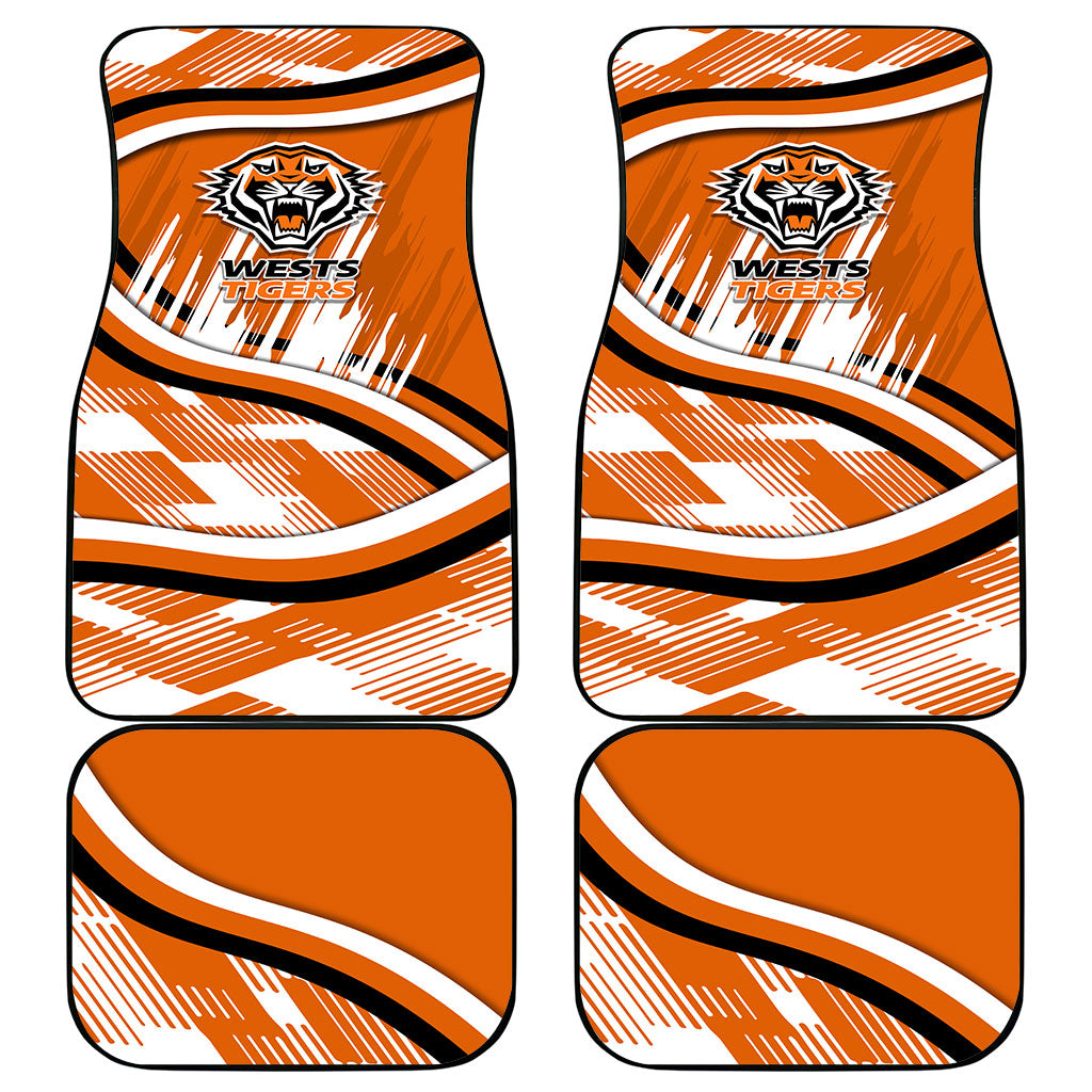 Wests Tigers Rugby Mascot Car Mats Fierce Athlete Graphic in Sports Style