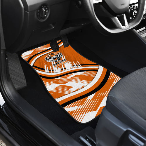 Wests Tigers Rugby Mascot Car Mats Fierce Athlete Graphic in Sports Style