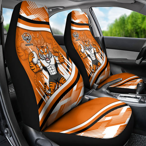 Wests Tigers Rugby Mascot Car Seat Cover Fierce Athlete Graphic in Sports Style