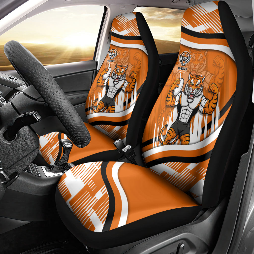 Wests Tigers Rugby Mascot Car Seat Cover Fierce Athlete Graphic in Sports Style