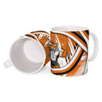 Wests Tigers Rugby Mascot Ceramic Mug Fierce Athlete Graphic in Sports Style