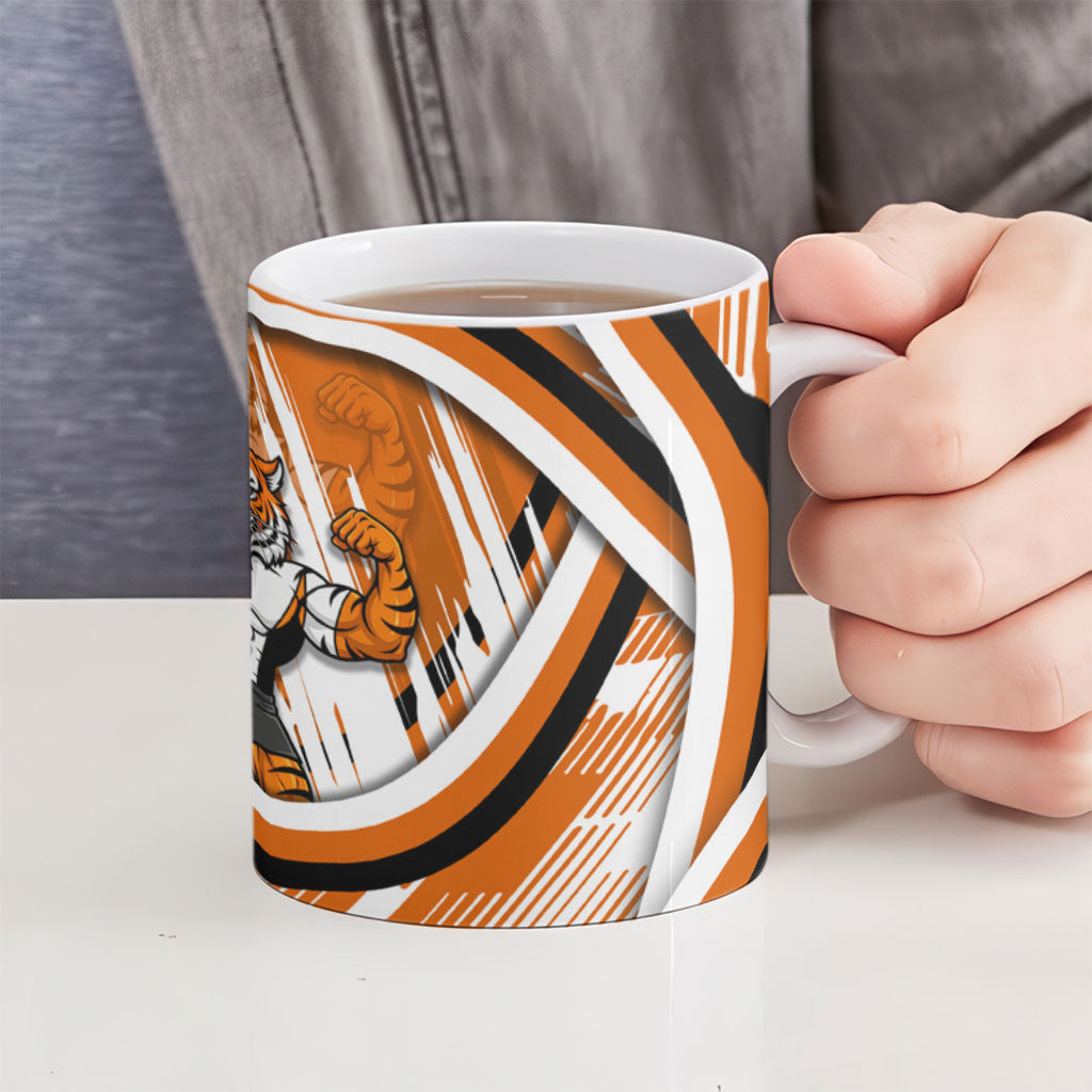 Wests Tigers Rugby Mascot Ceramic Mug Fierce Athlete Graphic in Sports Style