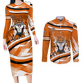 Wests Tigers Rugby Mascot Couples Matching Long Sleeve Bodycon Dress and Long Sleeve Button Shirt Fierce Athlete Graphic in Sports Style