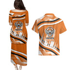 Wests Tigers Rugby Mascot Couples Matching Puletasi and Hawaiian Shirt Fierce Athlete Graphic in Sports Style