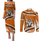Wests Tigers Rugby Mascot Couples Matching Puletasi and Long Sleeve Button Shirt Fierce Athlete Graphic in Sports Style