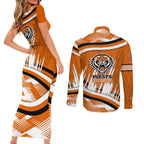 Wests Tigers Rugby Mascot Couples Matching Short Sleeve Bodycon Dress and Long Sleeve Button Shirt Fierce Athlete Graphic in Sports Style
