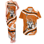 Wests Tigers Rugby Mascot Couples Matching Tank Maxi Dress and Hawaiian Shirt Fierce Athlete Graphic in Sports Style