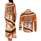 Wests Tigers Rugby Mascot Couples Matching Tank Maxi Dress and Long Sleeve Button Shirt Fierce Athlete Graphic in Sports Style
