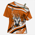Wests Tigers Rugby Mascot Cross Shoulder Shirt Fierce Athlete Graphic in Sports Style