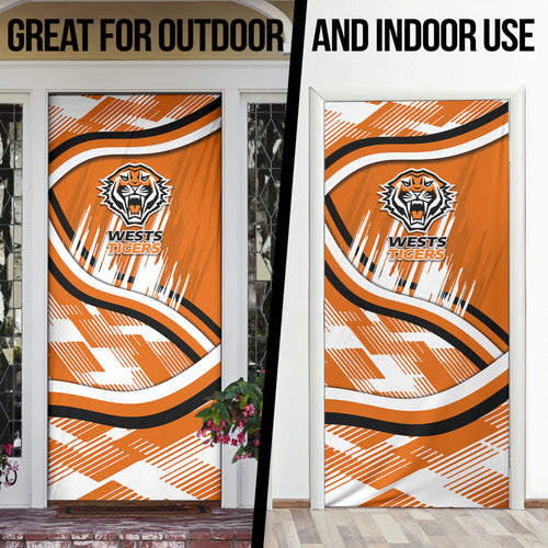 Wests Tigers Rugby Mascot Door Cover Fierce Athlete Graphic in Sports Style