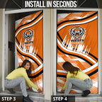 Wests Tigers Rugby Mascot Door Cover Fierce Athlete Graphic in Sports Style