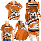 Wests Tigers Rugby Mascot Family Matching Long Sleeve Bodycon Dress and Hawaiian Shirt Fierce Athlete Graphic in Sports Style