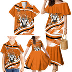 Wests Tigers Rugby Mascot Family Matching Mermaid Dress and Hawaiian Shirt Fierce Athlete Graphic in Sports Style