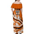 Wests Tigers Rugby Mascot Family Matching Off Shoulder Maxi Dress and Hawaiian Shirt Fierce Athlete Graphic in Sports Style