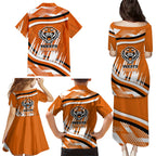 Wests Tigers Rugby Mascot Family Matching Puletasi and Hawaiian Shirt Fierce Athlete Graphic in Sports Style