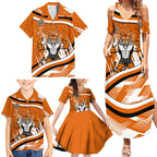 Wests Tigers Rugby Mascot Family Matching Summer Maxi Dress and Hawaiian Shirt Fierce Athlete Graphic in Sports Style