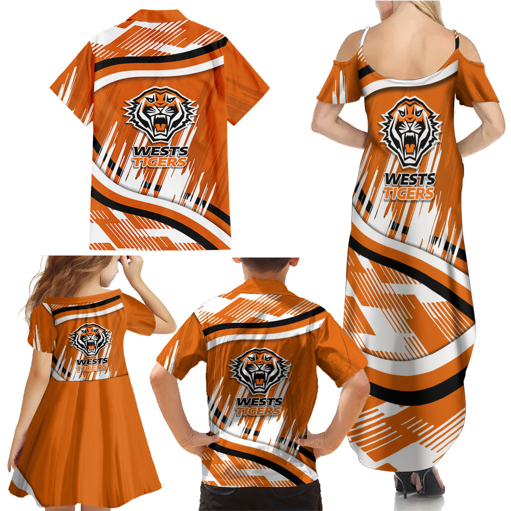 Wests Tigers Rugby Mascot Family Matching Summer Maxi Dress and Hawaiian Shirt Fierce Athlete Graphic in Sports Style