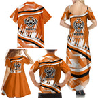 Wests Tigers Rugby Mascot Family Matching Summer Maxi Dress and Hawaiian Shirt Fierce Athlete Graphic in Sports Style