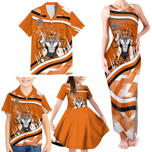Wests Tigers Rugby Mascot Family Matching Tank Maxi Dress and Hawaiian Shirt Fierce Athlete Graphic in Sports Style