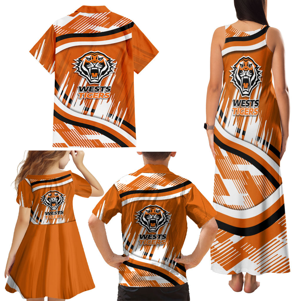 Wests Tigers Rugby Mascot Family Matching Tank Maxi Dress and Hawaiian Shirt Fierce Athlete Graphic in Sports Style