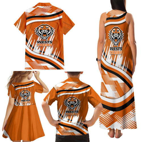 Wests Tigers Rugby Mascot Family Matching Tank Maxi Dress and Hawaiian Shirt Fierce Athlete Graphic in Sports Style