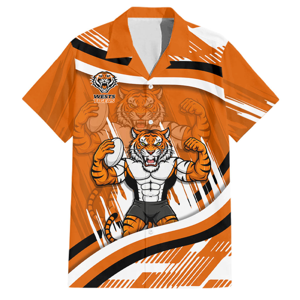 Wests Tigers Rugby Mascot Family Matching Tank Maxi Dress and Hawaiian Shirt Fierce Athlete Graphic in Sports Style