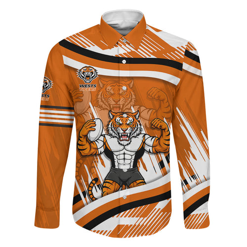 Wests Tigers Rugby Mascot Family Matching Tank Maxi Dress and Hawaiian Shirt Fierce Athlete Graphic in Sports Style