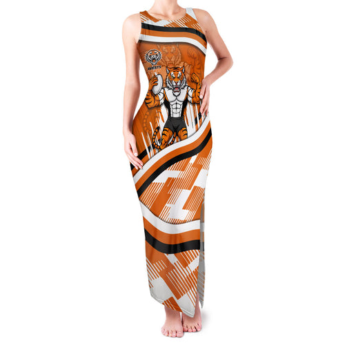 Wests Tigers Rugby Mascot Family Matching Tank Maxi Dress and Hawaiian Shirt Fierce Athlete Graphic in Sports Style