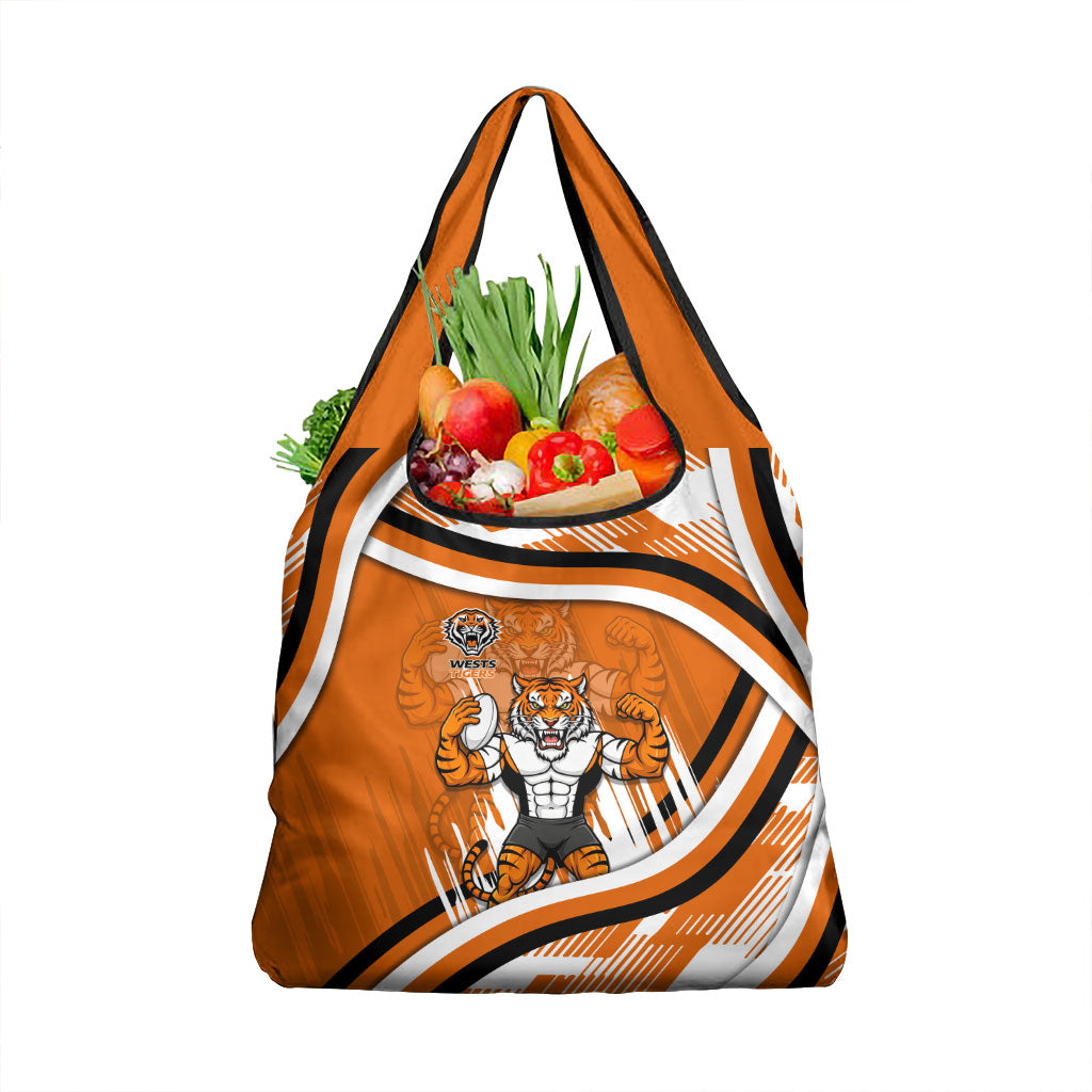 Wests Tigers Rugby Mascot Grocery Bag Fierce Athlete Graphic in Sports Style