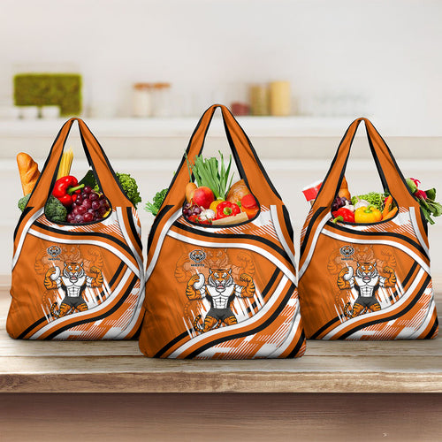 Wests Tigers Rugby Mascot Grocery Bag Fierce Athlete Graphic in Sports Style