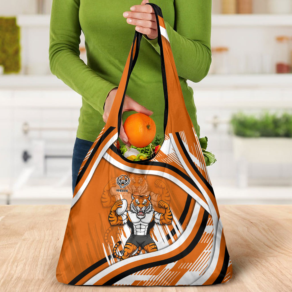 Wests Tigers Rugby Mascot Grocery Bag Fierce Athlete Graphic in Sports Style