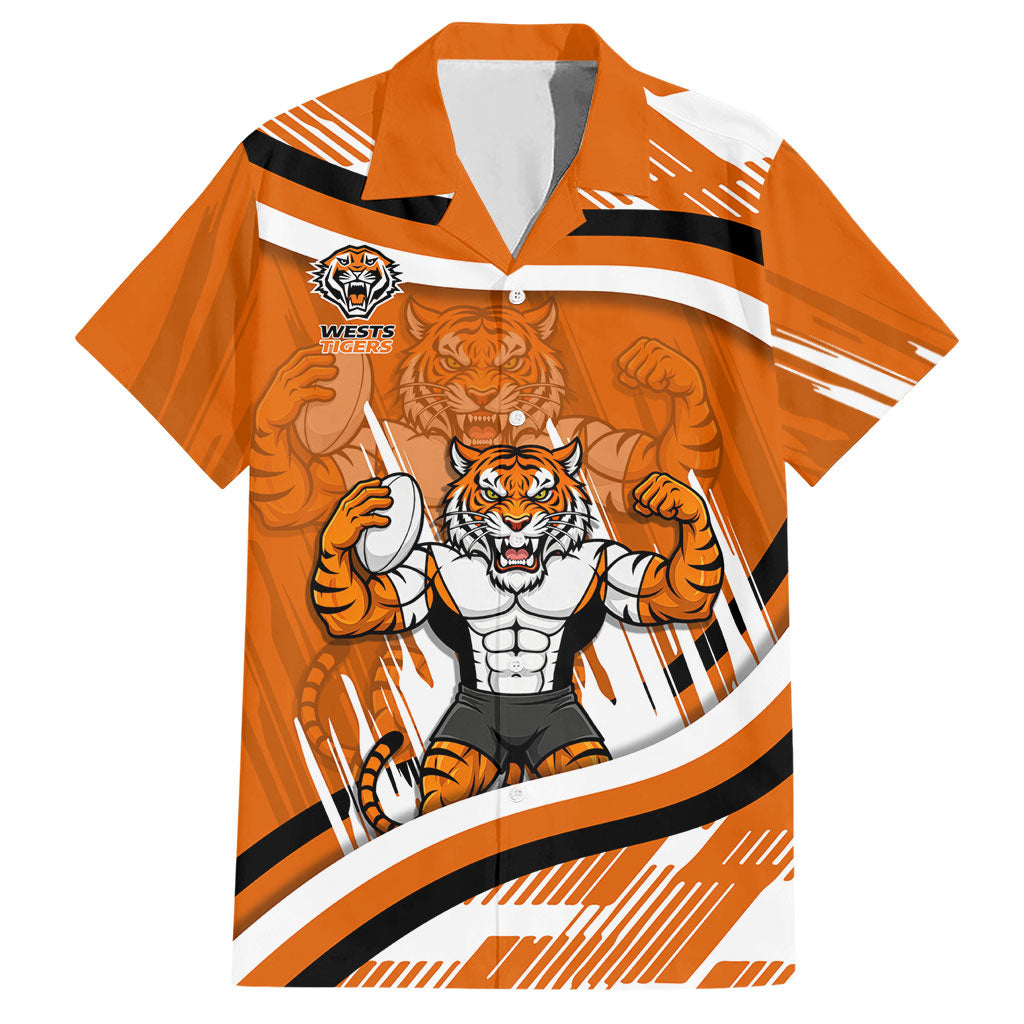 Wests Tigers Rugby Mascot Hawaiian Shirt Fierce Athlete Graphic in Sports Style