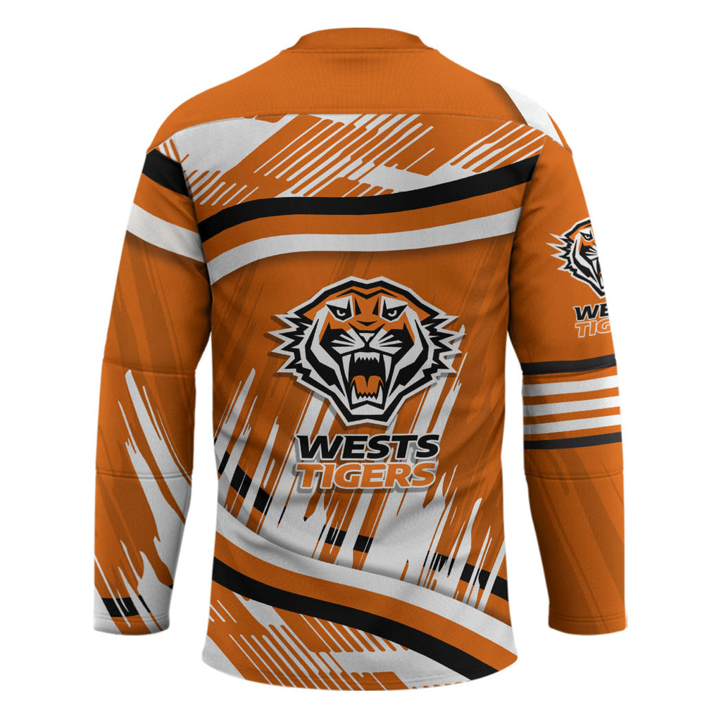 Wests Tigers Rugby Mascot Hockey Jersey Fierce Athlete Graphic in Sports Style