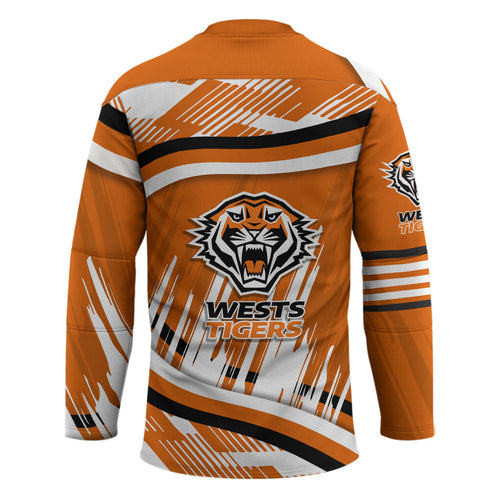 Wests Tigers Rugby Mascot Hockey Jersey Fierce Athlete Graphic in Sports Style
