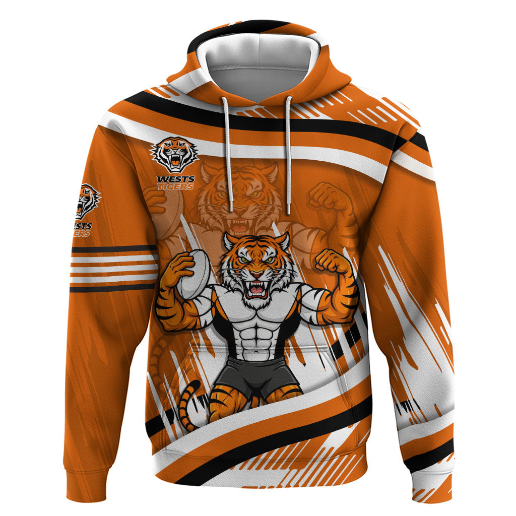 Wests Tigers Rugby Mascot Hoodie Fierce Athlete Graphic in Sports Style