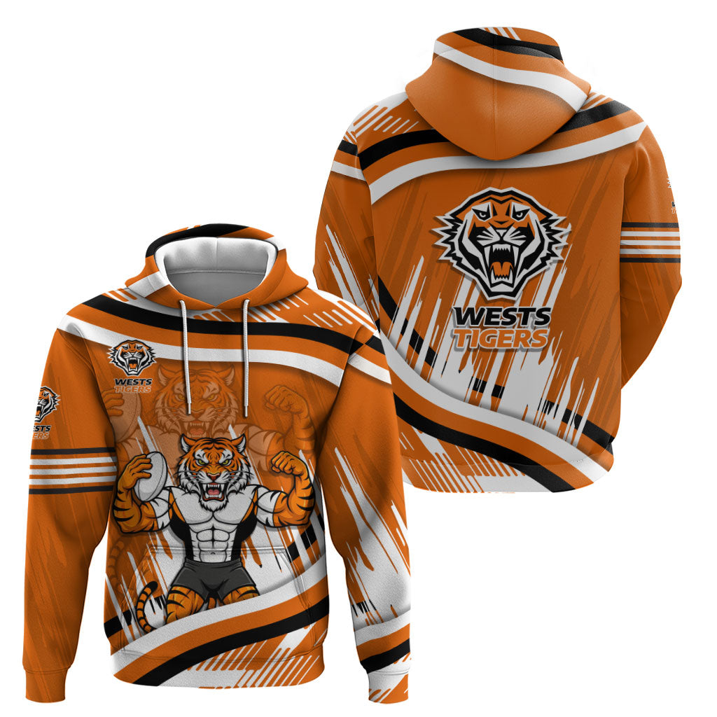 Wests Tigers Rugby Mascot Hoodie Fierce Athlete Graphic in Sports Style