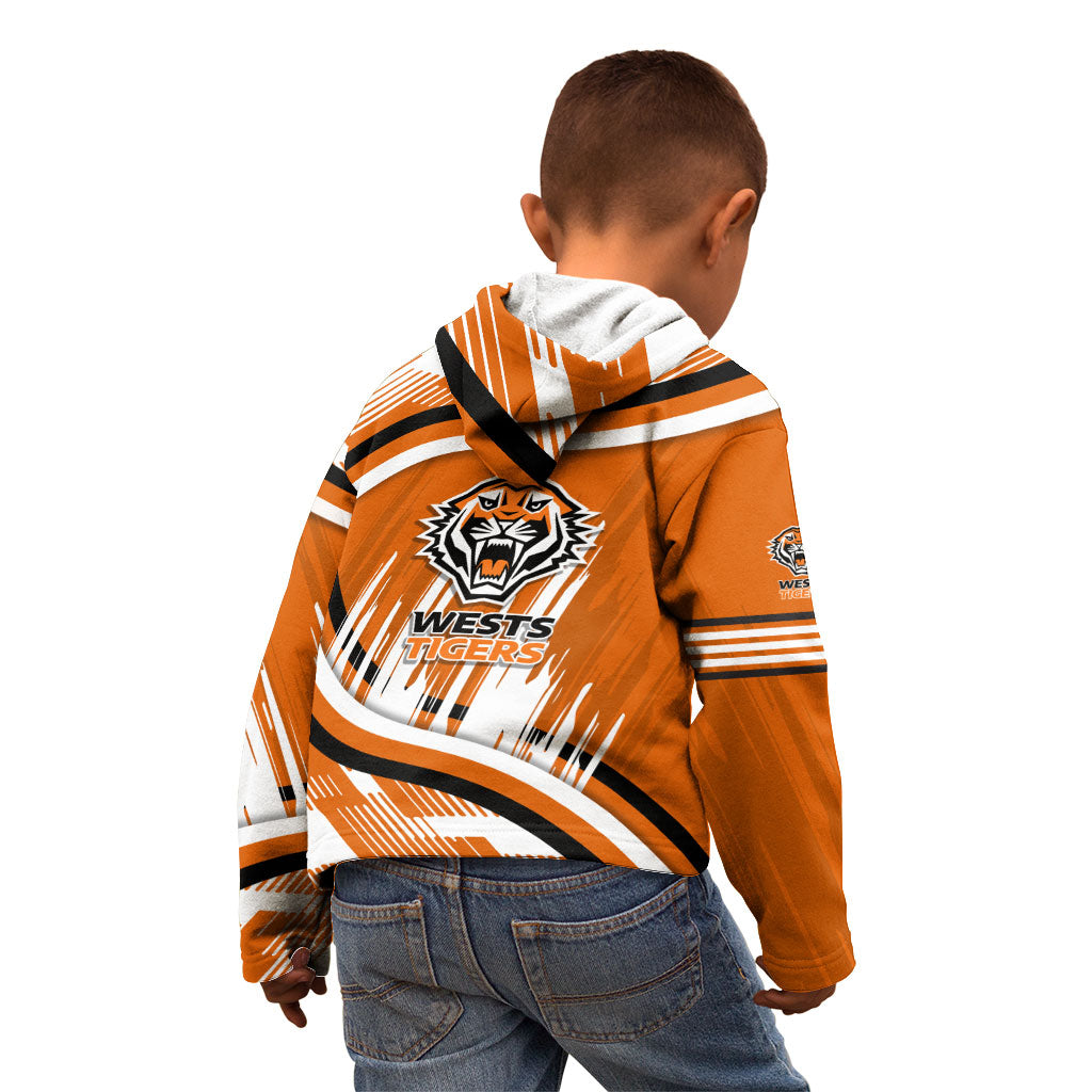 Wests Tigers Rugby Mascot Kid Hoodie Fierce Athlete Graphic in Sports Style