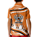 Wests Tigers Rugby Mascot Kid Polo Shirt Fierce Athlete Graphic in Sports Style