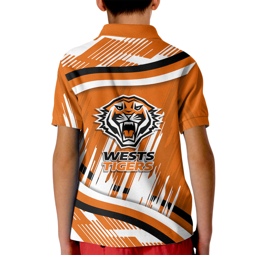 Wests Tigers Rugby Mascot Kid Polo Shirt Fierce Athlete Graphic in Sports Style
