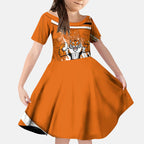 Wests Tigers Rugby Mascot Kid Short Sleeve Dress Fierce Athlete Graphic in Sports Style