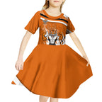 Wests Tigers Rugby Mascot Kid Short Sleeve Dress Fierce Athlete Graphic in Sports Style