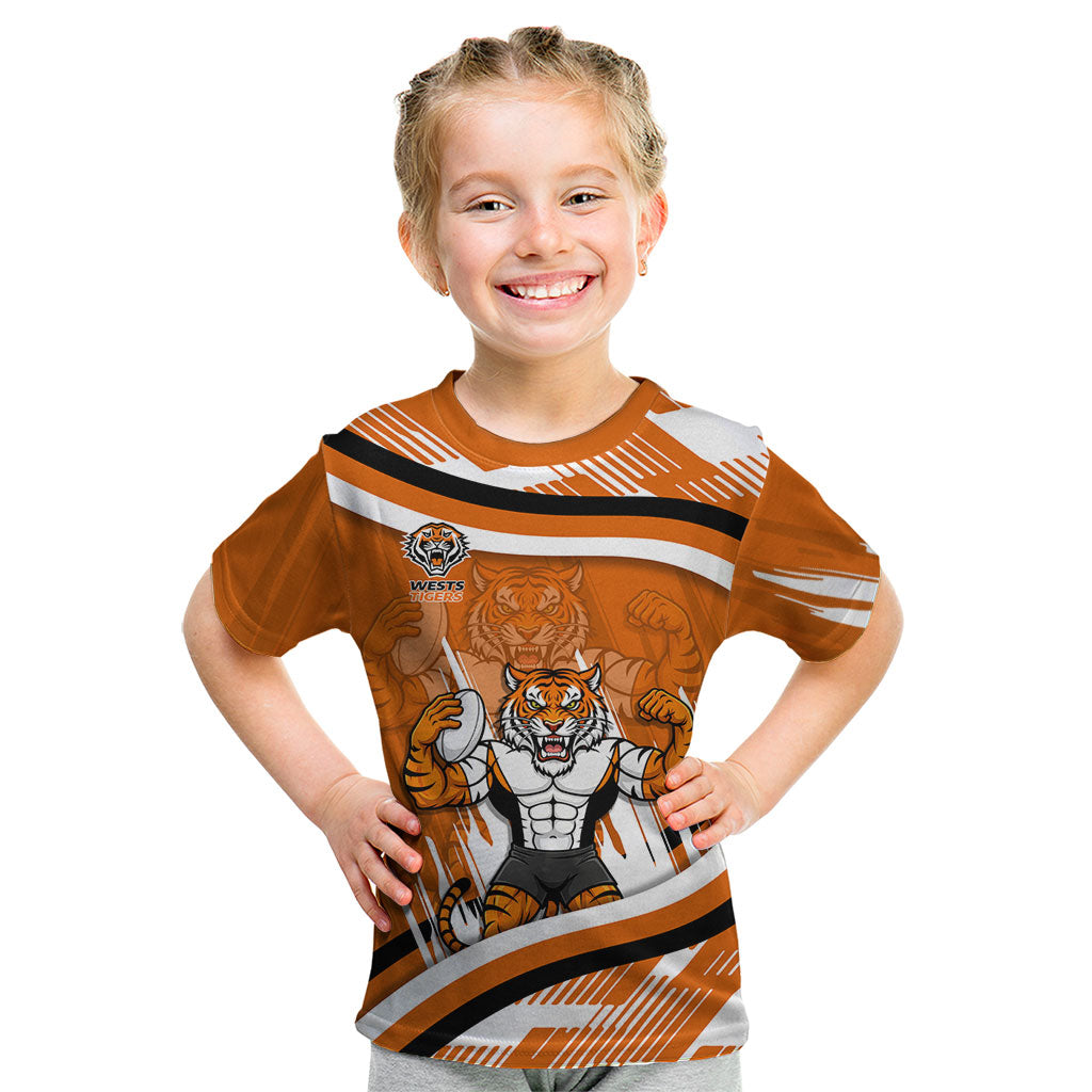 Wests Tigers Rugby Mascot Kid T Shirt Fierce Athlete Graphic in Sports Style