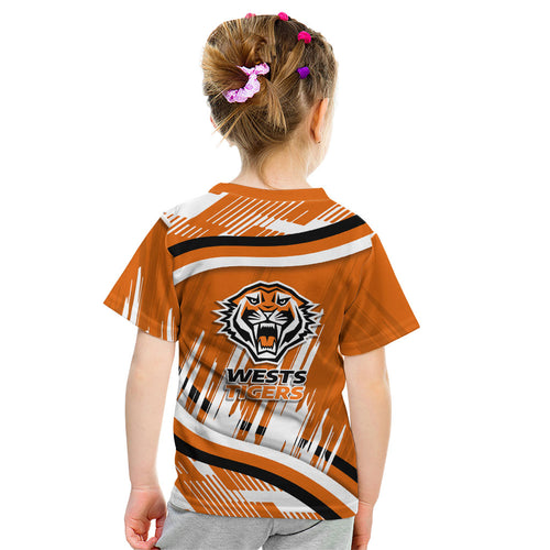 Wests Tigers Rugby Mascot Kid T Shirt Fierce Athlete Graphic in Sports Style