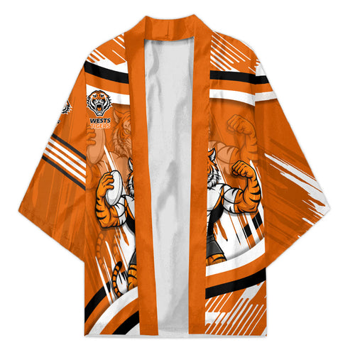 Wests Tigers Rugby Mascot Kimono Fierce Athlete Graphic in Sports Style